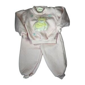 Vintage Childwise Pink Quilted Teddy Bear Sweatshirt and Pants Set 24 Months